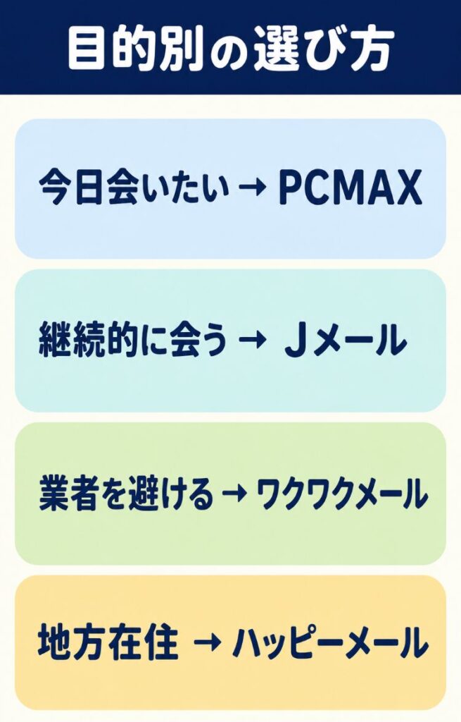 目的別にセックスアプリの候補を絞る選び方のフロー図